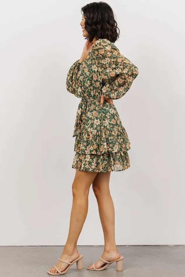 Baltic Born Short Dresses Women Shirley Ruffle Mini Dress Green Floral Baltic Born Short Dresses Women Shirley Ruffle Mini Dress Green Floral