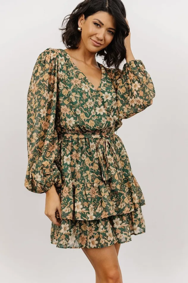 Baltic Born Short Dresses Women Shirley Ruffle Mini Dress Green Floral Baltic Born Short Dresses Women Shirley Ruffle Mini Dress Green Floral