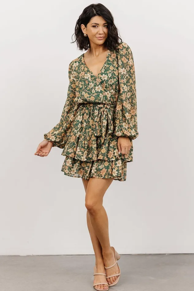 Baltic Born Short Dresses Women Shirley Ruffle Mini Dress Green Floral Baltic Born Short Dresses Women Shirley Ruffle Mini Dress Green Floral