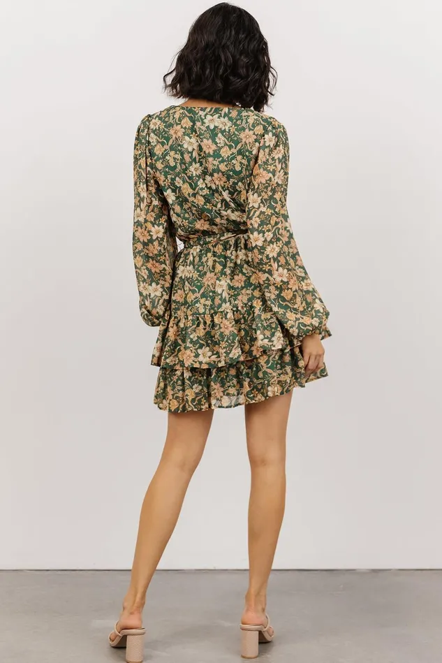 Baltic Born Short Dresses Women Shirley Ruffle Mini Dress Green Floral Baltic Born Short Dresses Women Shirley Ruffle Mini Dress Green Floral