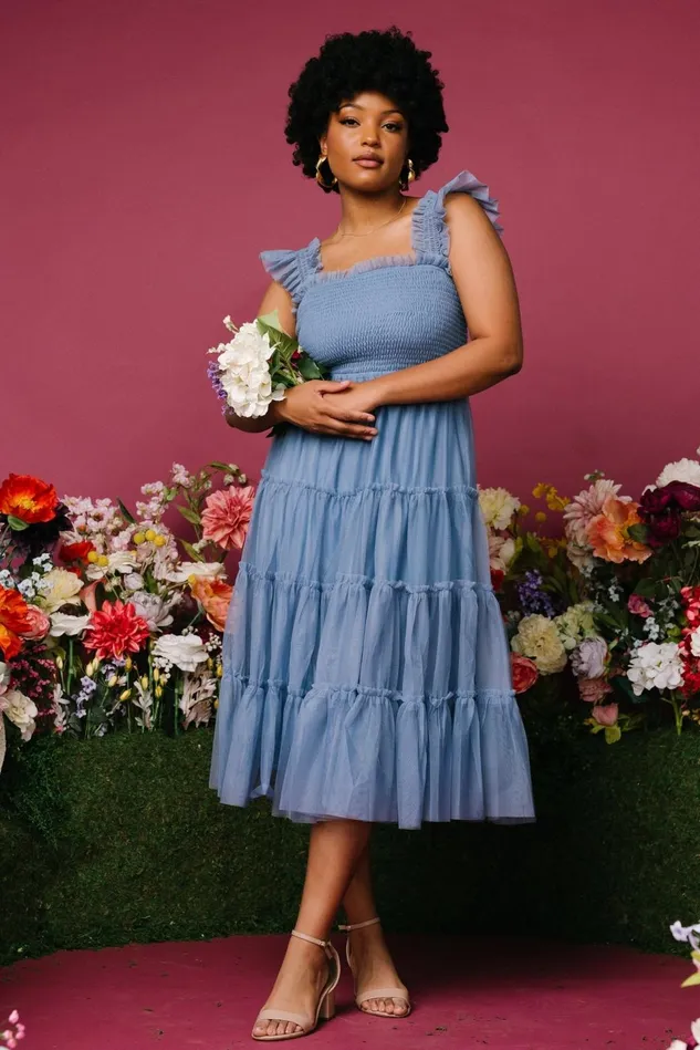 Baltic Born Tulle Styles Women Emma Smocked Tulle Dress Slate Blue Baltic Born Tulle Styles Women Emma Smocked Tulle Dress Slate Blue