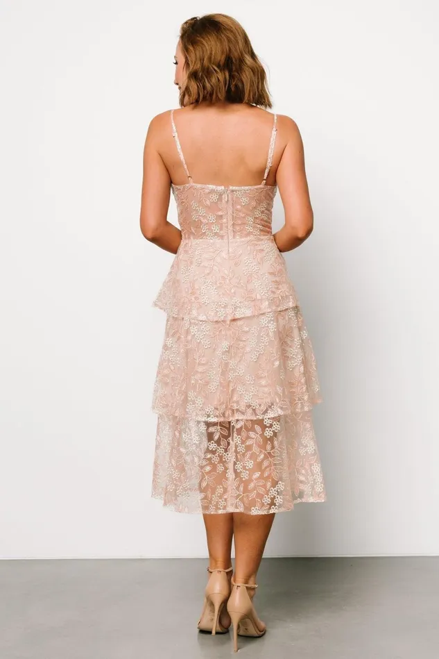 Baltic Born Tulle Styles Women Georgiana Embroidered Midi Dress Nude Rose Baltic Born Tulle Styles Women Georgiana Embroidered Midi Dress Nude Rose