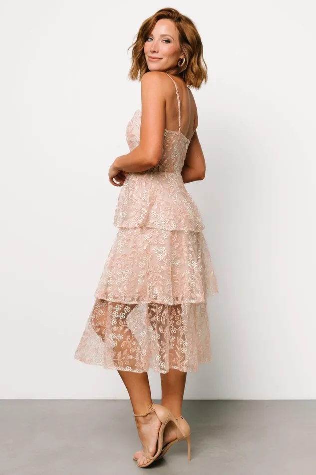 Baltic Born Tulle Styles Women Georgiana Embroidered Midi Dress Nude Rose Baltic Born Tulle Styles Women Georgiana Embroidered Midi Dress Nude Rose