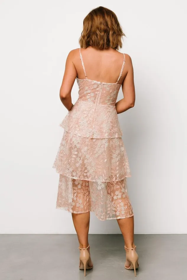 Baltic Born Tulle Styles Women Georgiana Embroidered Midi Dress Nude Rose Baltic Born Tulle Styles Women Georgiana Embroidered Midi Dress Nude Rose