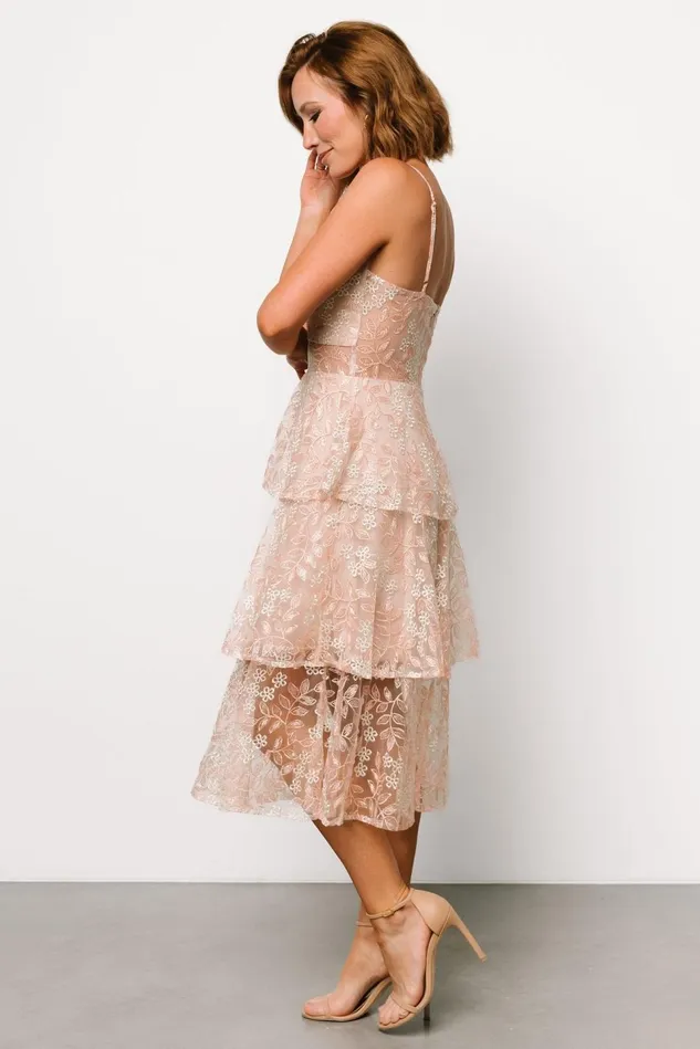 Baltic Born Tulle Styles Women Georgiana Embroidered Midi Dress Nude Rose Baltic Born Tulle Styles Women Georgiana Embroidered Midi Dress Nude Rose