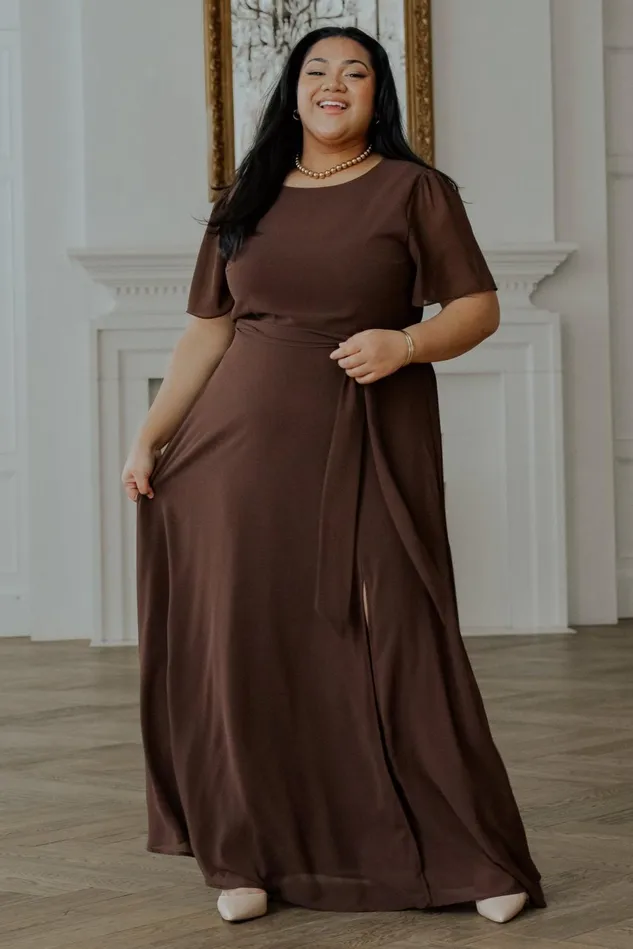 Baltic Born Wedding Guest Women Naomi Short Sleeve Maxi Dress Espresso