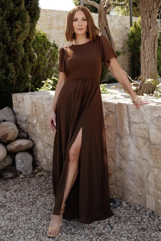 Baltic Born Wedding Guest Women Naomi Short Sleeve Maxi Dress Espresso