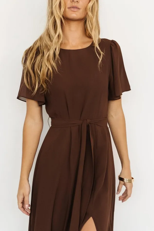 Baltic Born Wedding Guest Women Naomi Short Sleeve Maxi Dress Espresso