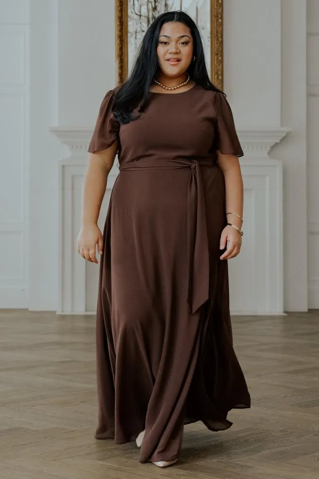 Baltic Born Wedding Guest Women Naomi Short Sleeve Maxi Dress Espresso