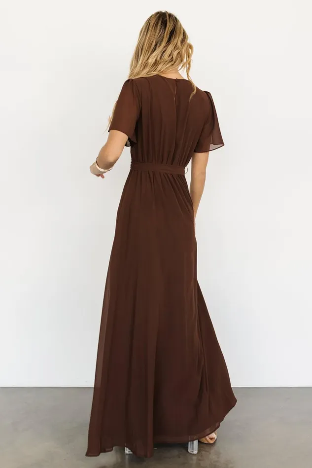 Baltic Born Wedding Guest Women Naomi Short Sleeve Maxi Dress Espresso