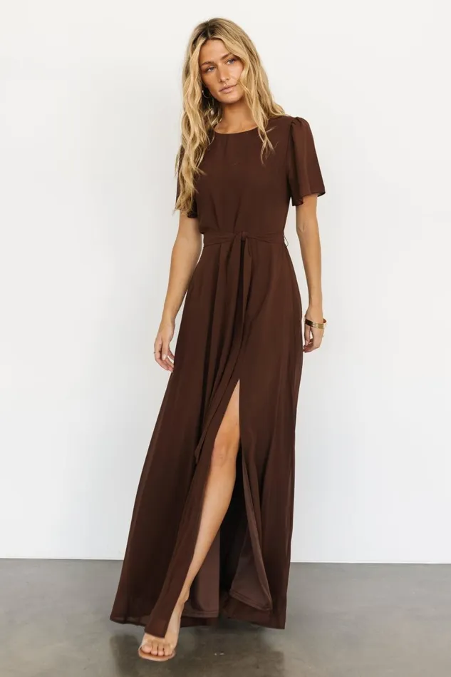 Baltic Born Wedding Guest Women Naomi Short Sleeve Maxi Dress Espresso