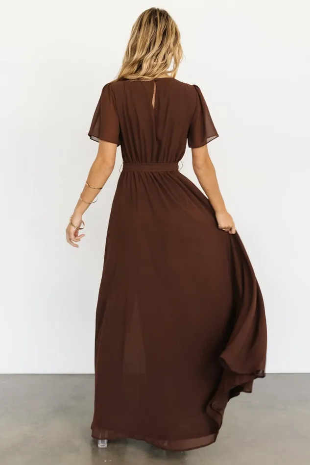 Baltic Born Wedding Guest Women Naomi Short Sleeve Maxi Dress Espresso