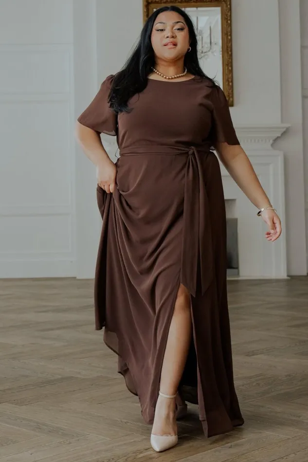 Baltic Born Wedding Guest Women Naomi Short Sleeve Maxi Dress Espresso