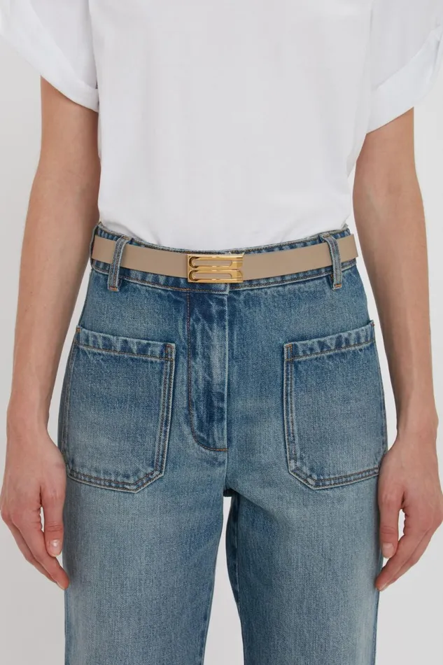Belts Women Victoria Beckham Exclusive Frame Belt In Beige Leather