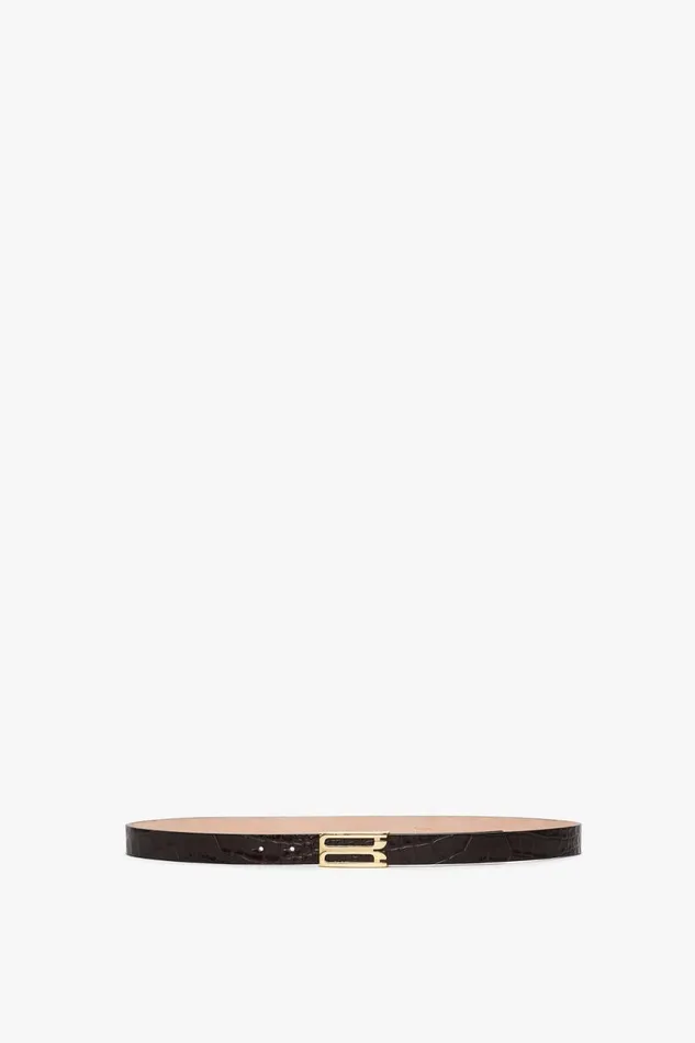 Belts Women Victoria Beckham Frame Belt In Espresso Croc Embossed Calf Leather