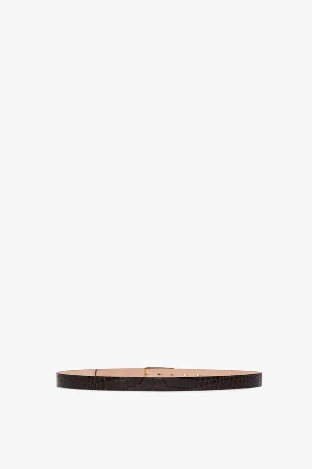 Belts Women Victoria Beckham Frame Belt In Espresso Croc Embossed Calf Leather Belts Women Victoria Beckham Frame Belt In Espresso Croc Embossed Calf Leather