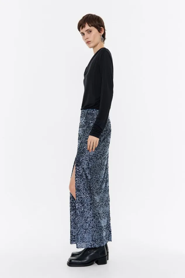 Blue Sequin Midi Skirt Blue Women Bimba Y Lola Skirts