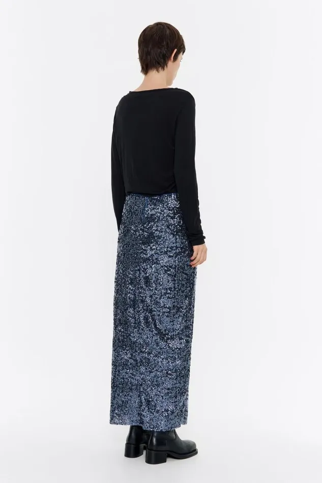 Blue Sequin Midi Skirt Blue Women Bimba Y Lola Skirts