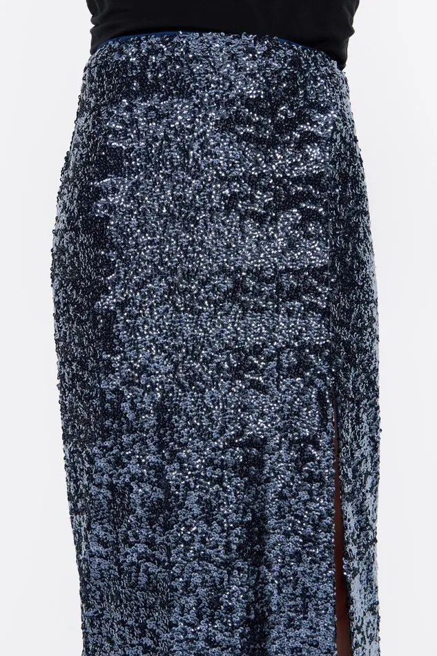 Blue Sequin Midi Skirt Blue Women Bimba Y Lola Skirts
