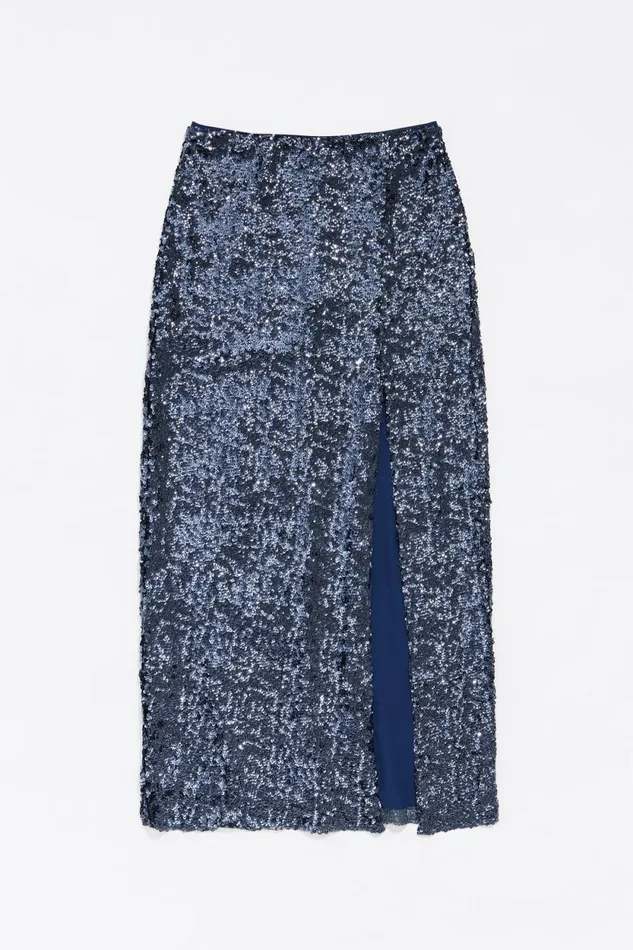Blue Sequin Midi Skirt Blue Women Bimba Y Lola Skirts