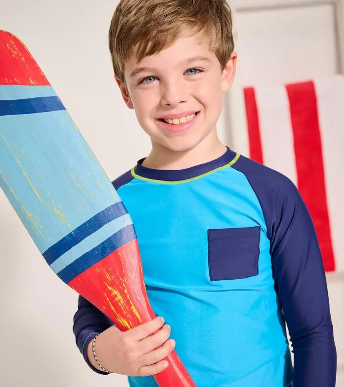 Boys Malibu Blue Long Sleeve Rashguard Hatley