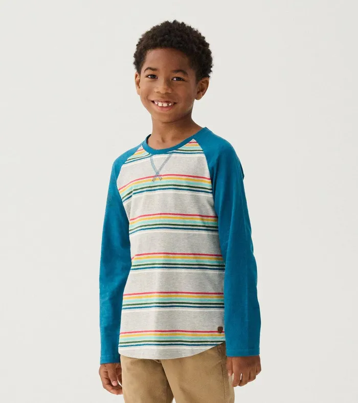 Boys Retro Stripes Long Sleeve Raglan TShirt Hatley