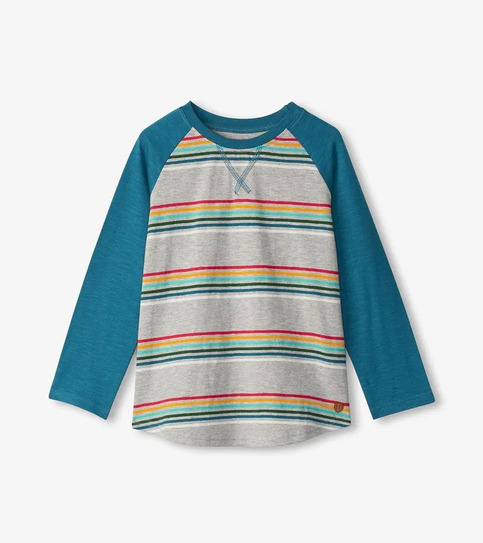 Boys Retro Stripes Long Sleeve Raglan TShirt Hatley