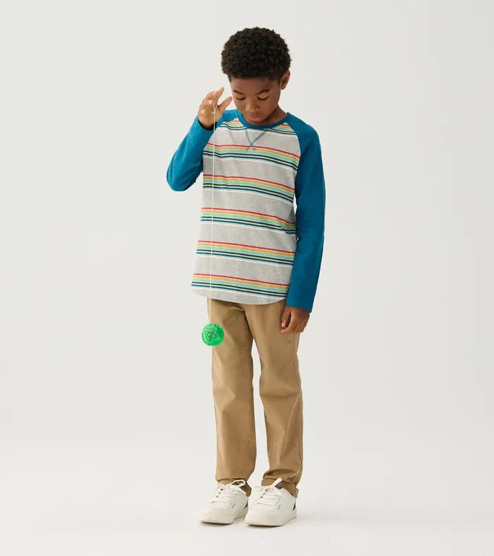 Boys Retro Stripes Long Sleeve Raglan TShirt Hatley