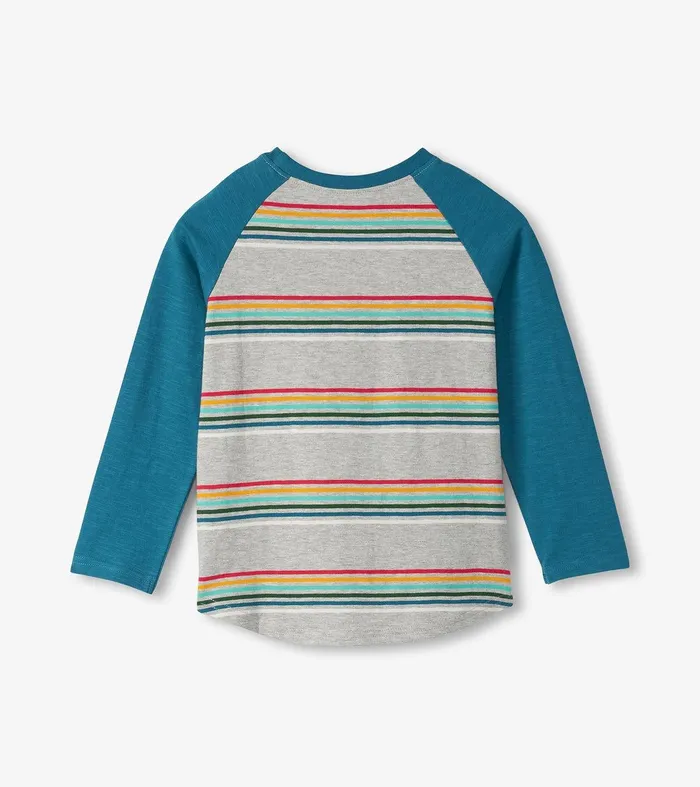 Boys Retro Stripes Long Sleeve Raglan TShirt Hatley