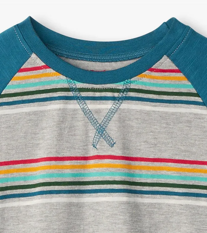 Boys Retro Stripes Long Sleeve Raglan TShirt Hatley