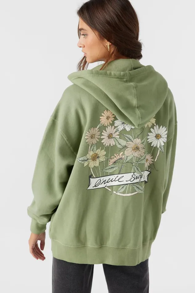 BYRON HOODED OVERSIZED ZIP FLEECE JACKET Oil Green Women O039NEILL Collections BYRON HOODED OVERSIZED ZIP FLEECE JACKET Oil Green Women O039NEILL Collections