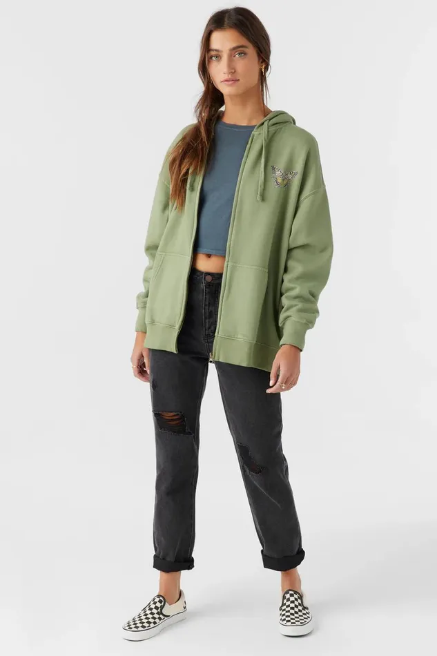 BYRON HOODED OVERSIZED ZIP FLEECE JACKET Oil Green Women O039NEILL Collections