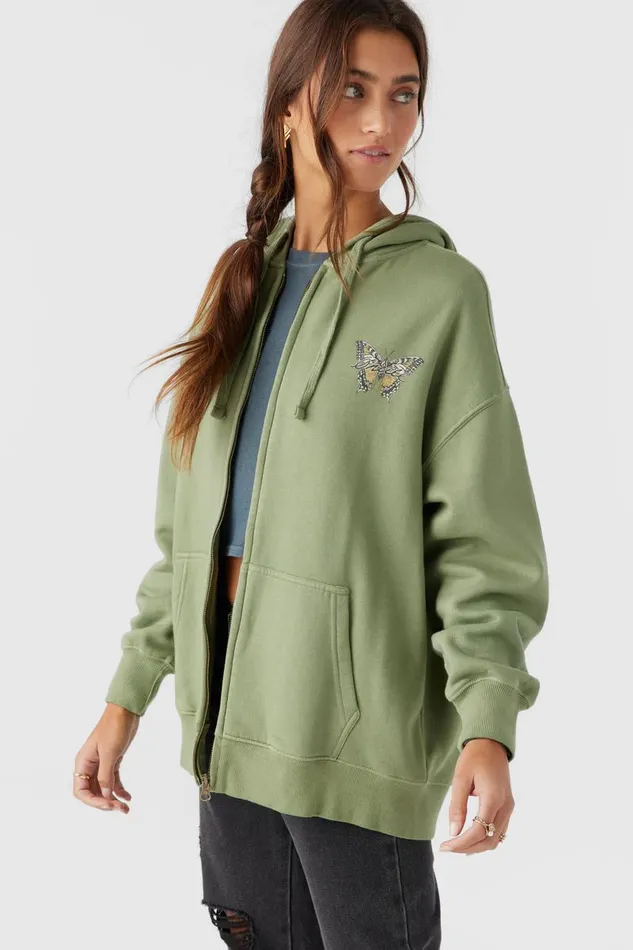 BYRON HOODED OVERSIZED ZIP FLEECE JACKET Oil Green Women O039NEILL Collections