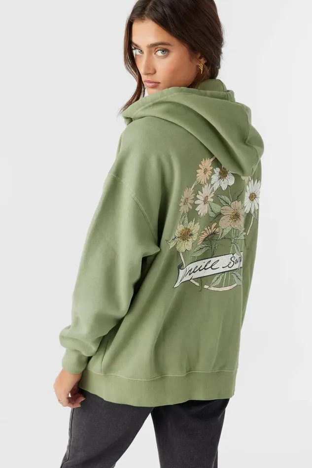 BYRON HOODED OVERSIZED ZIP FLEECE JACKET Oil Green Women O039NEILL Collections