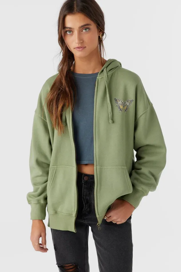 BYRON HOODED OVERSIZED ZIP FLEECE JACKET Oil Green Women O039NEILL Collections