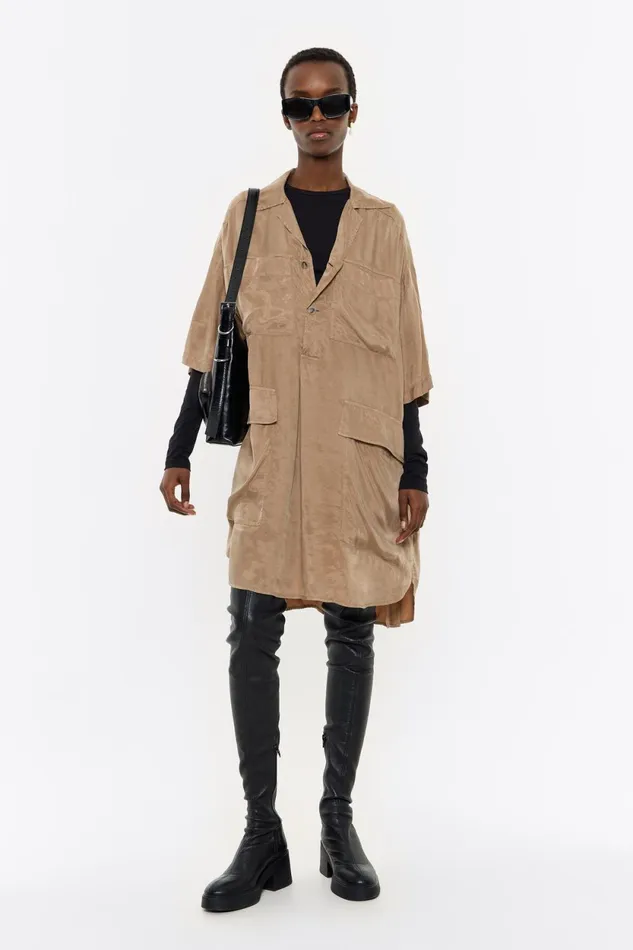 Camel Oversize Fluid Dress Camel Women Bimba Y Lola Dresses And Jumpsuits Camel Oversize Fluid Dress Camel Women Bimba Y Lola Dresses And Jumpsuits