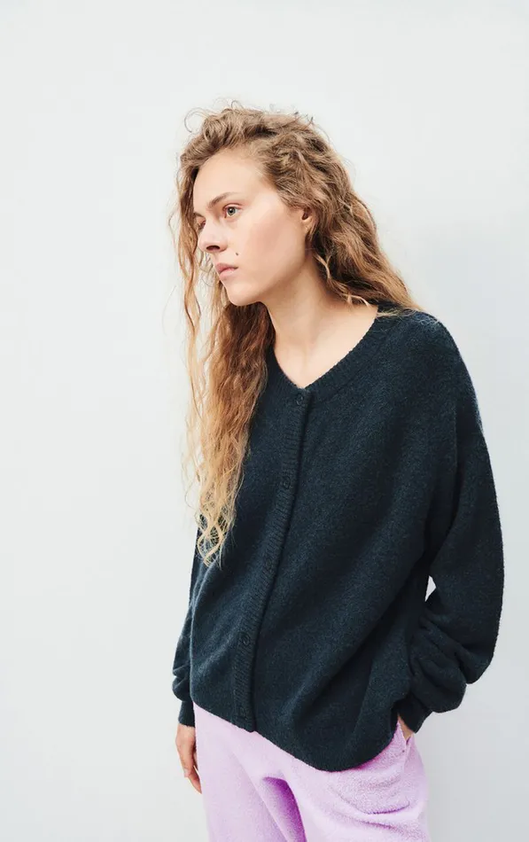 Cardigan Damsville Navy Blue Black Melange Women American Vintage Jumpers and Cardigans Cardigan Damsville Navy Blue Black Melange Women American Vintage Jumpers and Cardigans