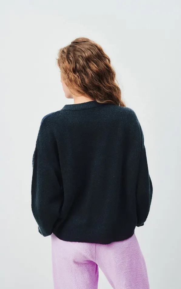 Cardigan Damsville Navy Blue Black Melange Women American Vintage Jumpers and Cardigans Cardigan Damsville Navy Blue Black Melange Women American Vintage Jumpers and Cardigans
