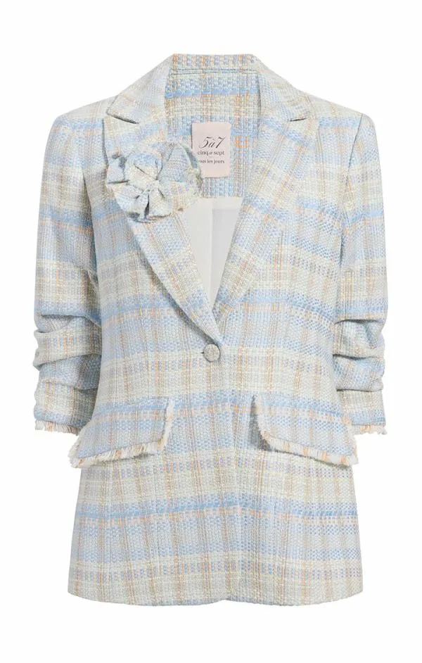 Cinq Sept Boxweave Pricilla Blazer Skylight Women Blazers