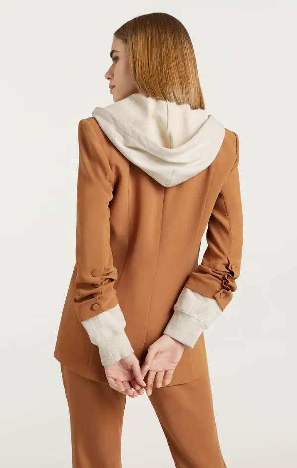 Cinq Sept Hooded Khloe Blazer Cinnamonoatmeal Women Blazers