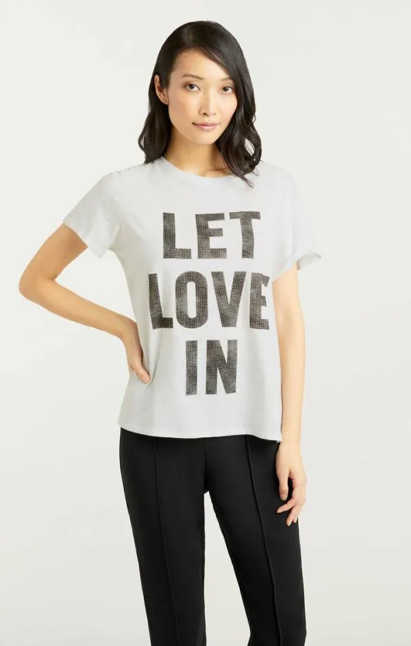 Cinq Sept Rhinestone Let Love In Tee Whiteblack Women Tees