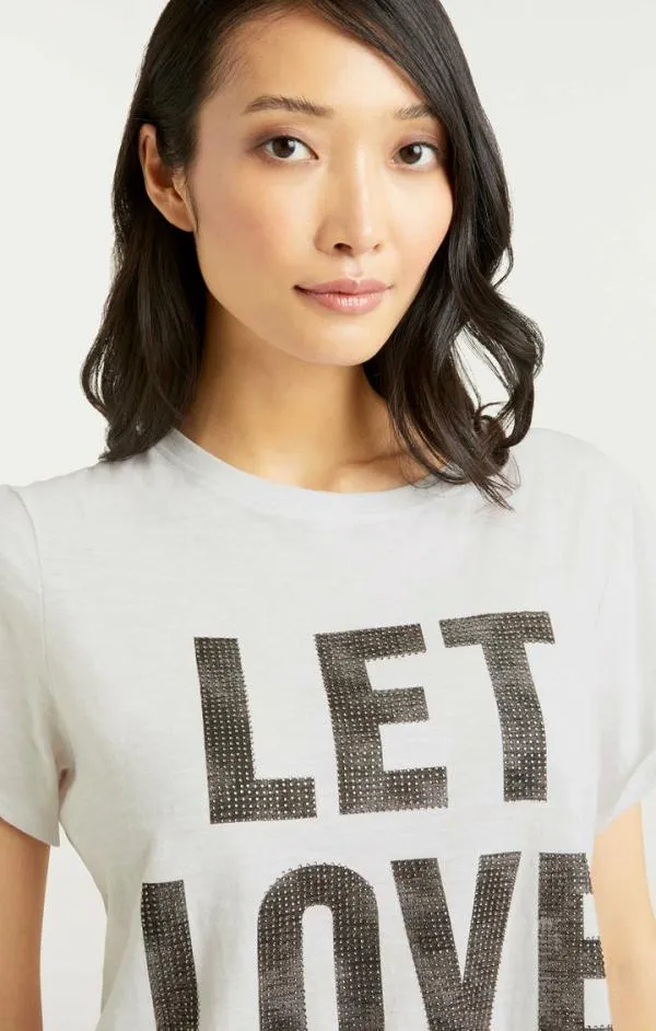 Cinq Sept Rhinestone Let Love In Tee Whiteblack Women Tees