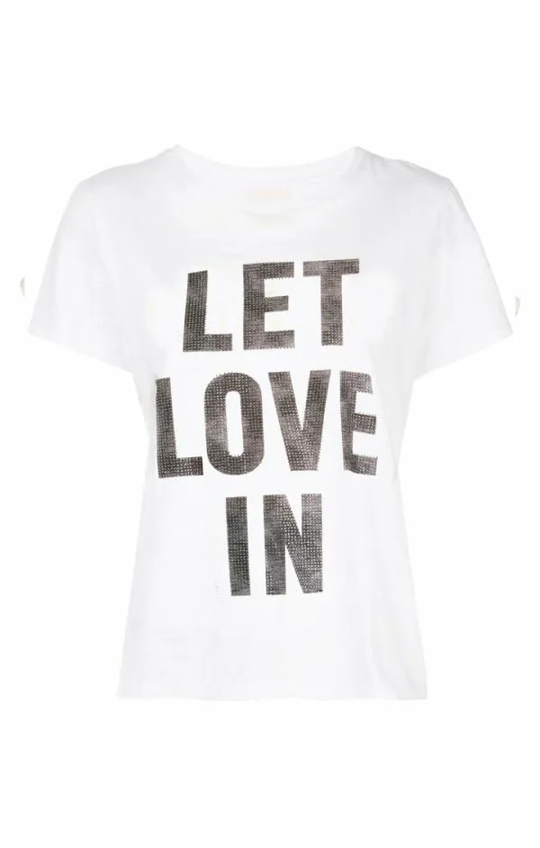 Cinq Sept Rhinestone Let Love In Tee Whiteblack Women Tees