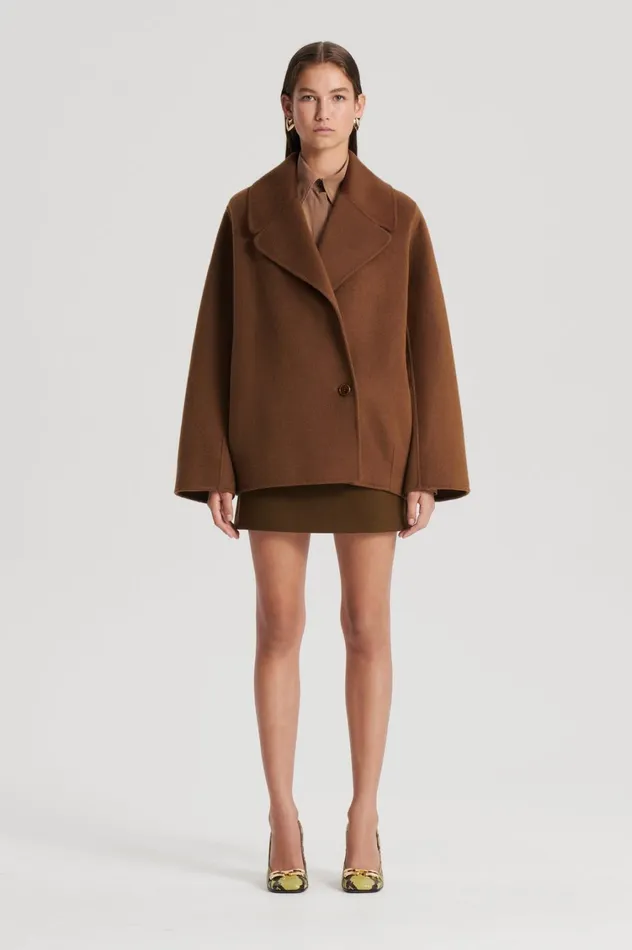 Coats Women Scanlan Theodore COCOON SLEEVE COAT Spice