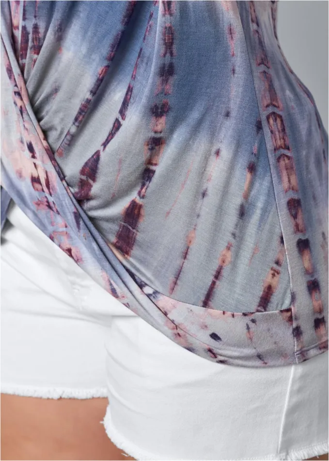 Coldshoulder Twist Top Blue Multi Women VENUS Venus Basics Tops
