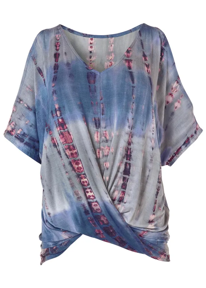 Coldshoulder Twist Top Blue Multi Women VENUS Venus Basics Tops