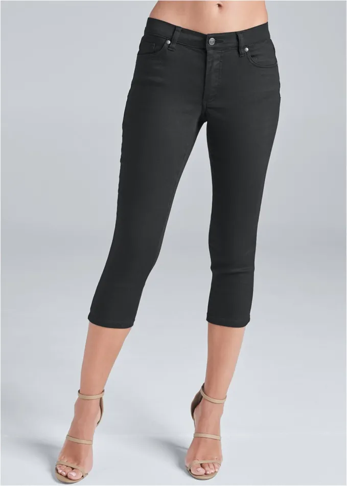 COLOR CAPRI JEANS Black Women VENUS Capris