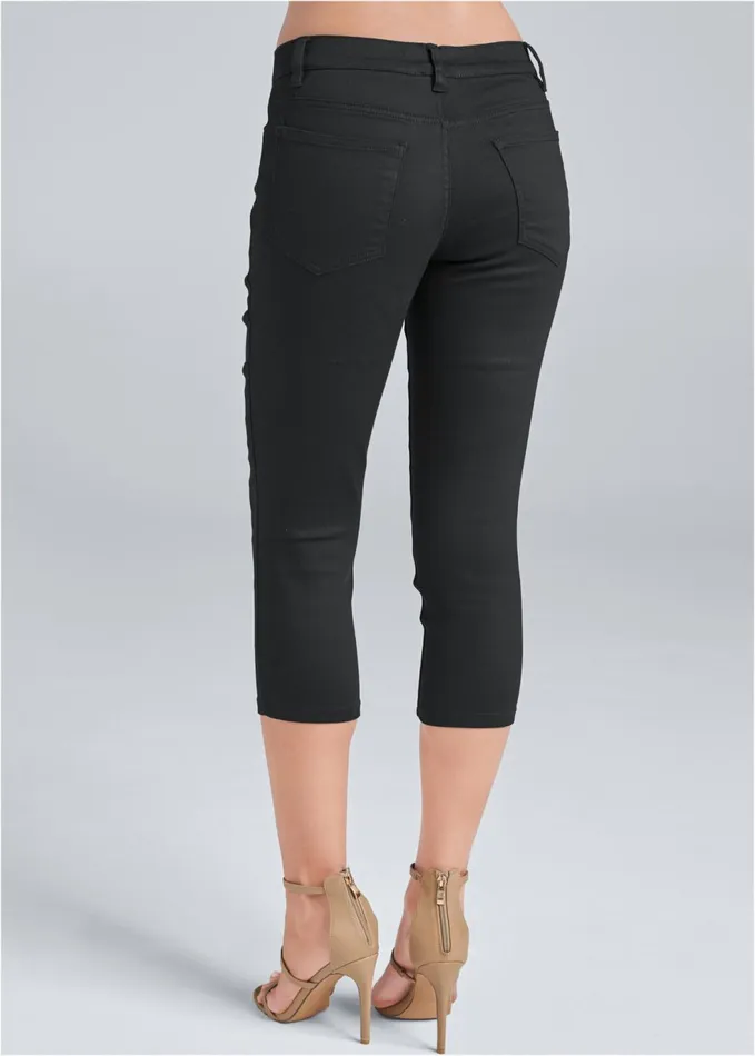 COLOR CAPRI JEANS Black Women VENUS Capris
