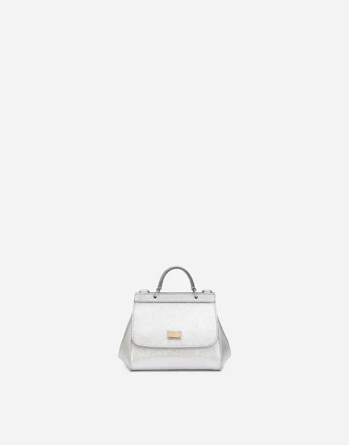 Dolce and Gabbana Accessories Children Sicily Mini Bag In Dauphine Leather Silver Dolce and Gabbana Accessories Children Sicily Mini Bag In Dauphine Leather Silver
