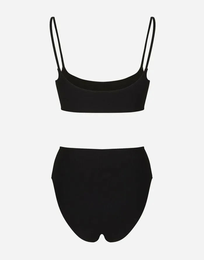 Dolce and Gabbana Beachwear Women Bralet Bikini With DG Logo Black